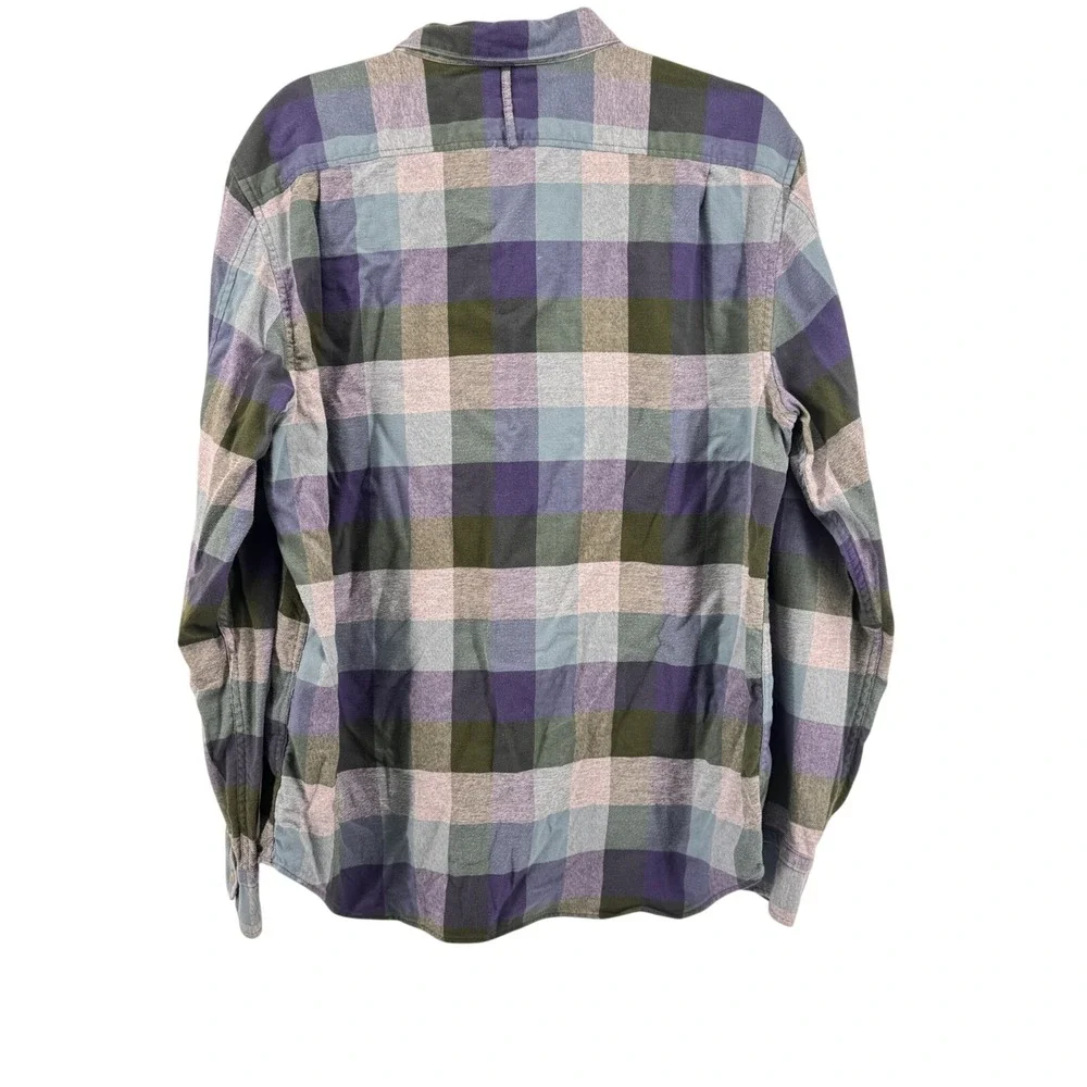 Banana Republic Luxe Flannel Camden Fit Plaid Shirt Mens Large Blue Green L